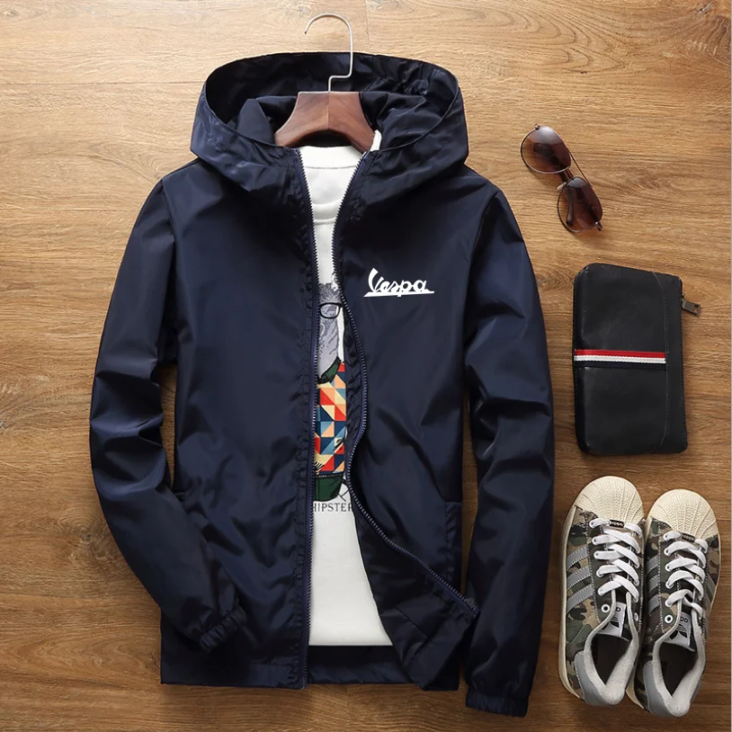 

2021Spring Summer New Vespa Logo Printing Men Fashion Trend Brand Personality Breathable Casual Sunscreen Running Sports Hoodie