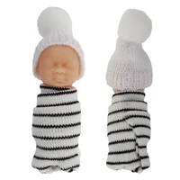mini simulation reborn baby dolls 8cm pvc sleeping reborn dolls handle toy baby finger doll real clothes hat color random