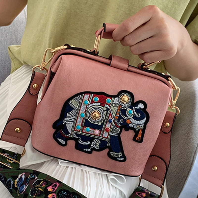 Женские сумки с вышивкой в винтажном стиле широкий ремешок бабочкой из