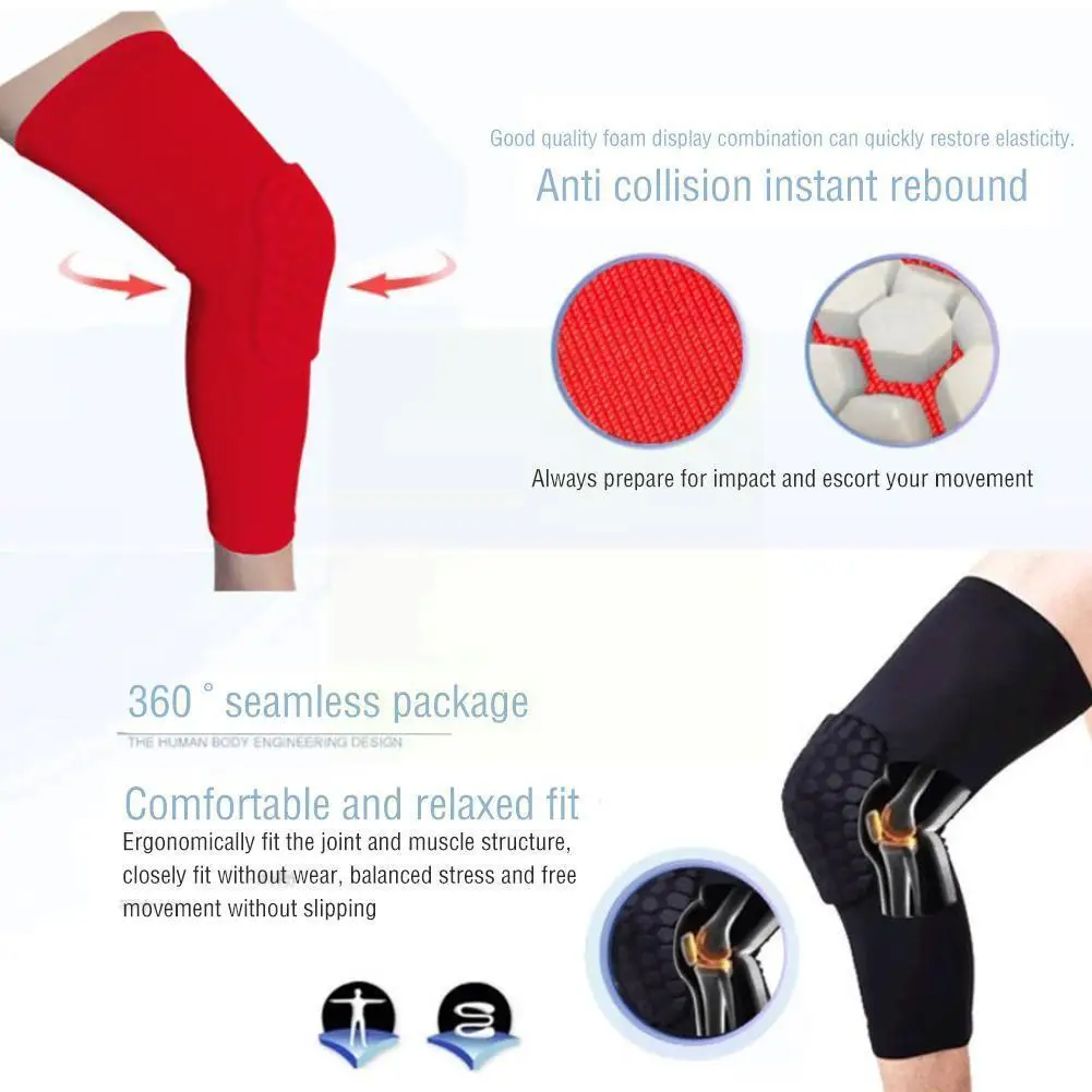 

Long Sleeve Protector Gear Crashproof Antislip Basketball Sports Guard Pad Support Leg Pad Injury Protect Knee Honeycomb D5w1
