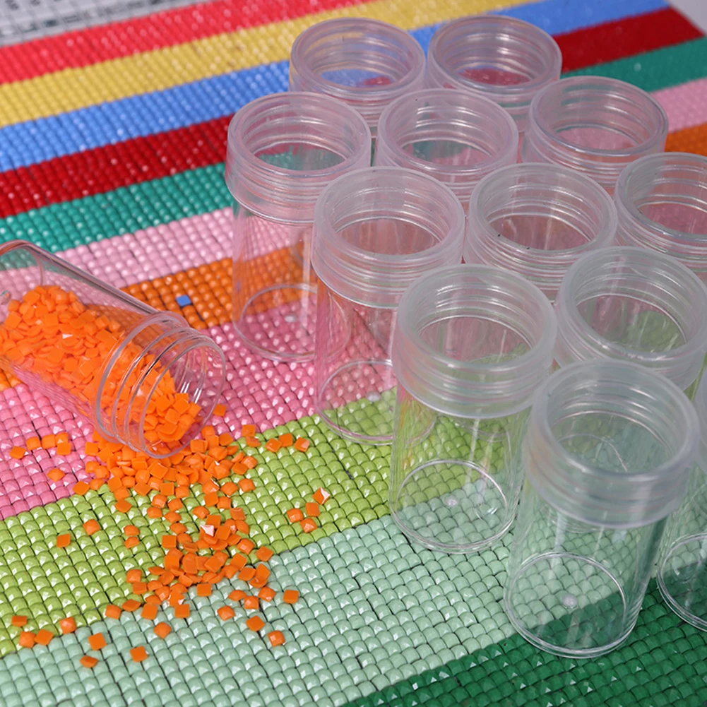 

60Pcs Empty Bottles Transparent Diamond Painting Beads Storage Embroidery Container Box Bottle Accessories Of Rhinestones