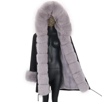 2021 fashion winter jacket big fur women real fur coat natural real fox fur collar loose long parkas outerwear detachable