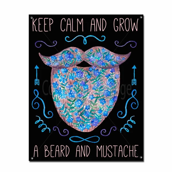 

Keep Calm and Grow a Beard and Mustache Tin Sign Metal Sign Metal Poster Metal Decor Metal Painting Wall Sticker