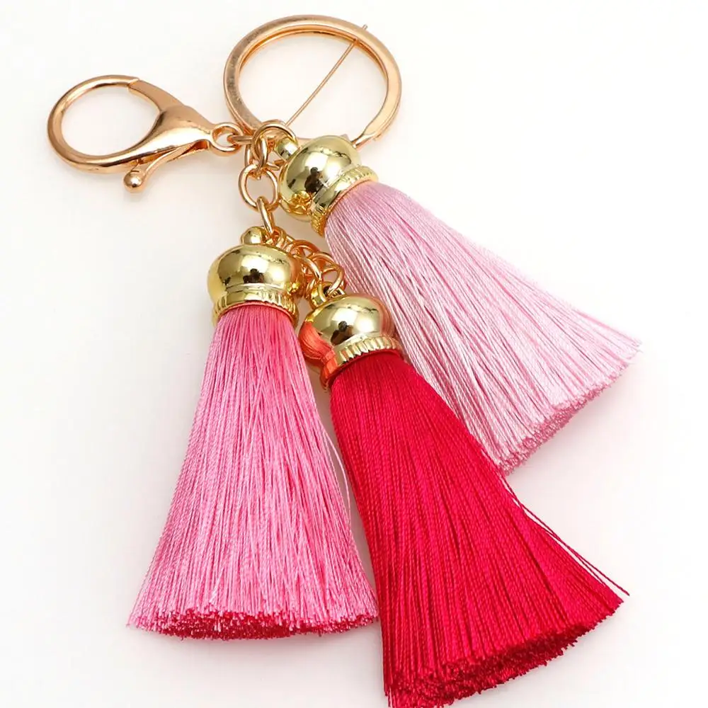 Бесплатная доставка кисточка Шарм Цветной брелок сумка аксессуары Шелковый