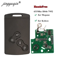 jingyuqin handsfree keyless smart card for renault megane fluence laguna scenic clio captur koleos 433mhz fsk pcf7952 key remote