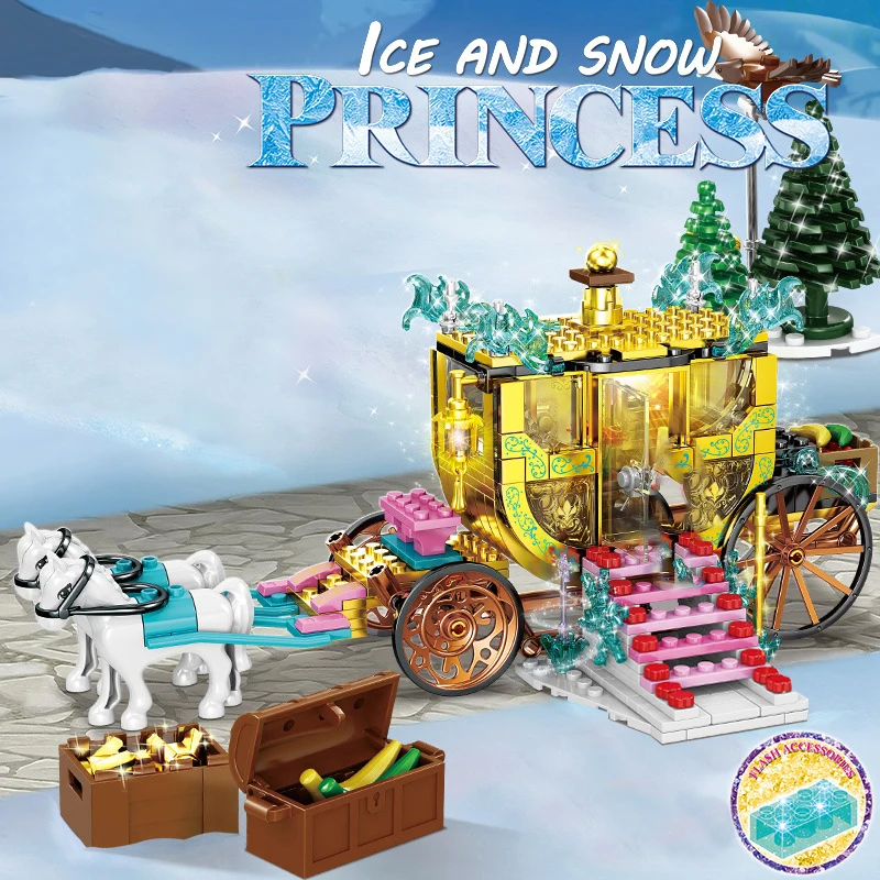 459 шт лед и снег Frozeninglys коляска езда зимняя деревня Девушки серии строительные