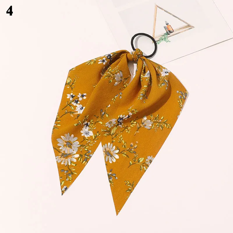 

New Fashion Floral Print Scrunchies for Women Elastic Hair Bands Streamers Bow Hair Ties Rope Ribbon Ponytail Hair Accessories