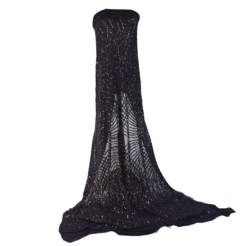 Эластичная пряжа блесток вышивка ткань дизайнер DIY элегантное вечернее платье