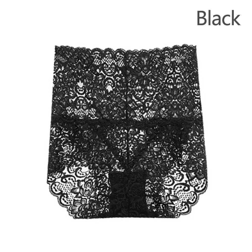black Сексуальное женское кружевное нижнее белье, трусики с высокой талией, кружевные трусики, нейлон+ хлопок, нижнее белье, короткое эластичное цветочное Ночное нижнее белье - Цвет: black