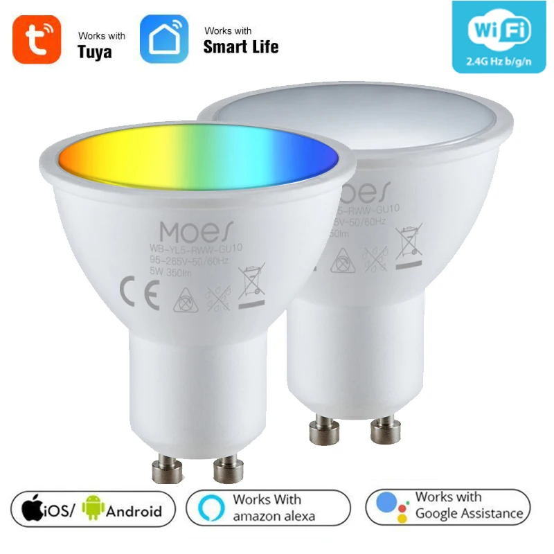 

Умная Светодиодная лампа GU10 с Wi-Fi, 5 Вт