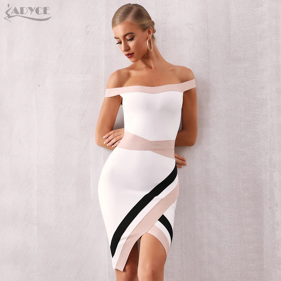 ADYCE 2020 новое летнее женское облегающее Бандажное платье с открытыми плечами