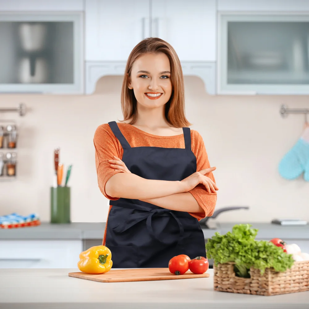 Плотный Кухонный Фартук маслостойкий фартук с двойным плечевым ремнем без