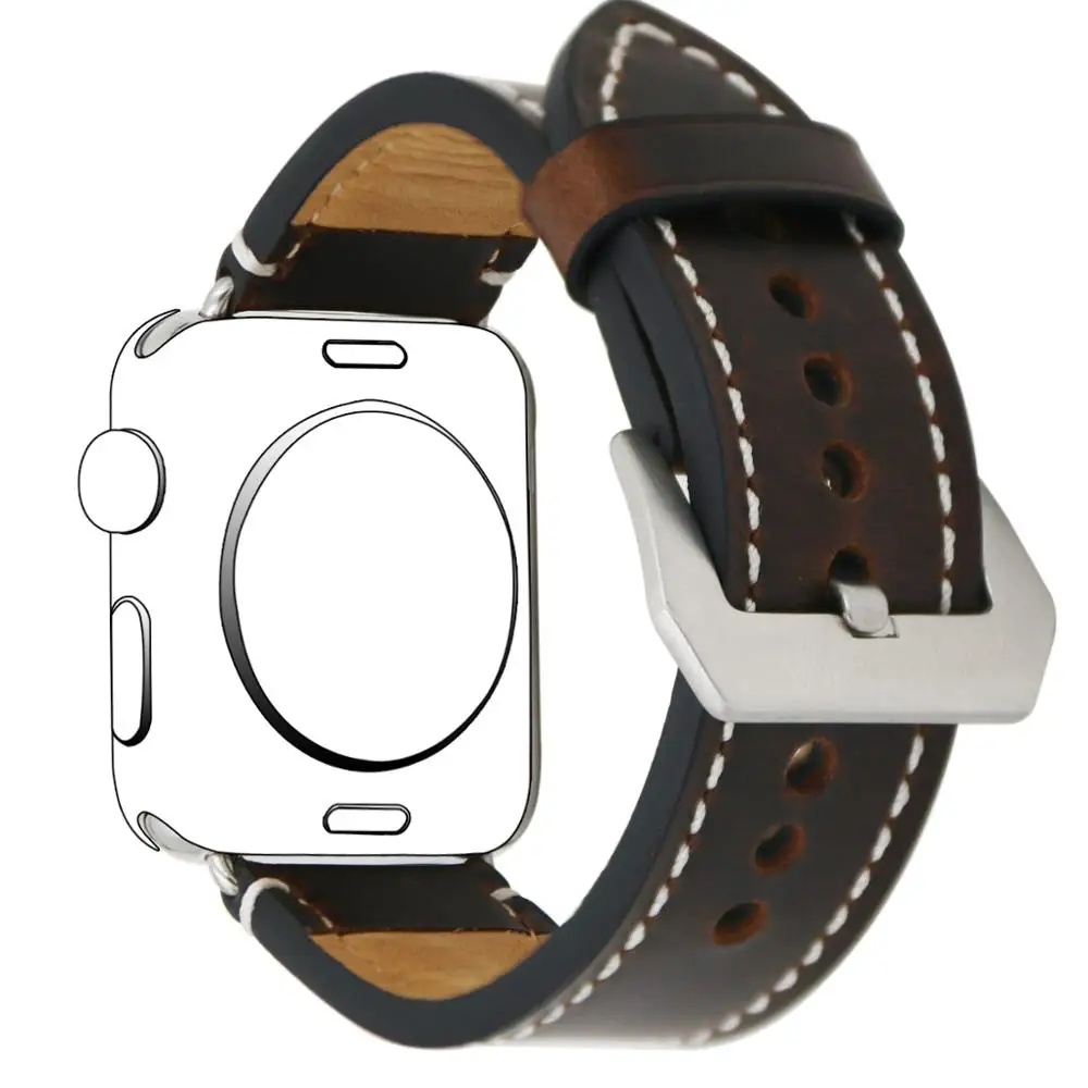 

Crazy Horse Leather Strap for Apple Watch SE/6/5/4/3 series Handmade Cowhide band 42mm 38mm Leather Strap 44mm 40mm for iWatch 5
