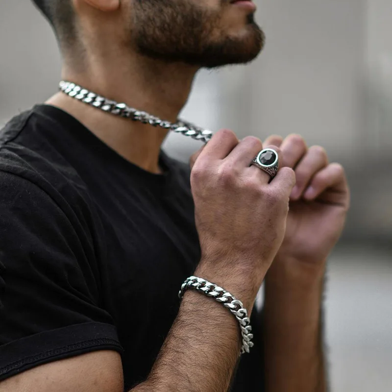Мужской хип хоп кубинский браслет чокер из нержавеющей стали от 3 до 11 мм разных