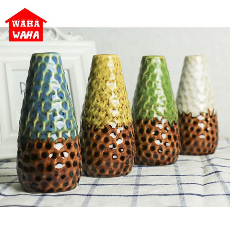 Белая/желтая/зеленая/синяя Минималистичная керамическая ваза искусственная