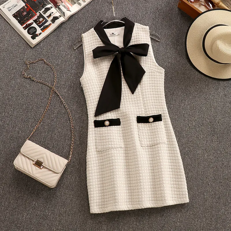 Mozuleva женские твид набор v образный ворот жемчужными пуговицами куртка + Бант шарф