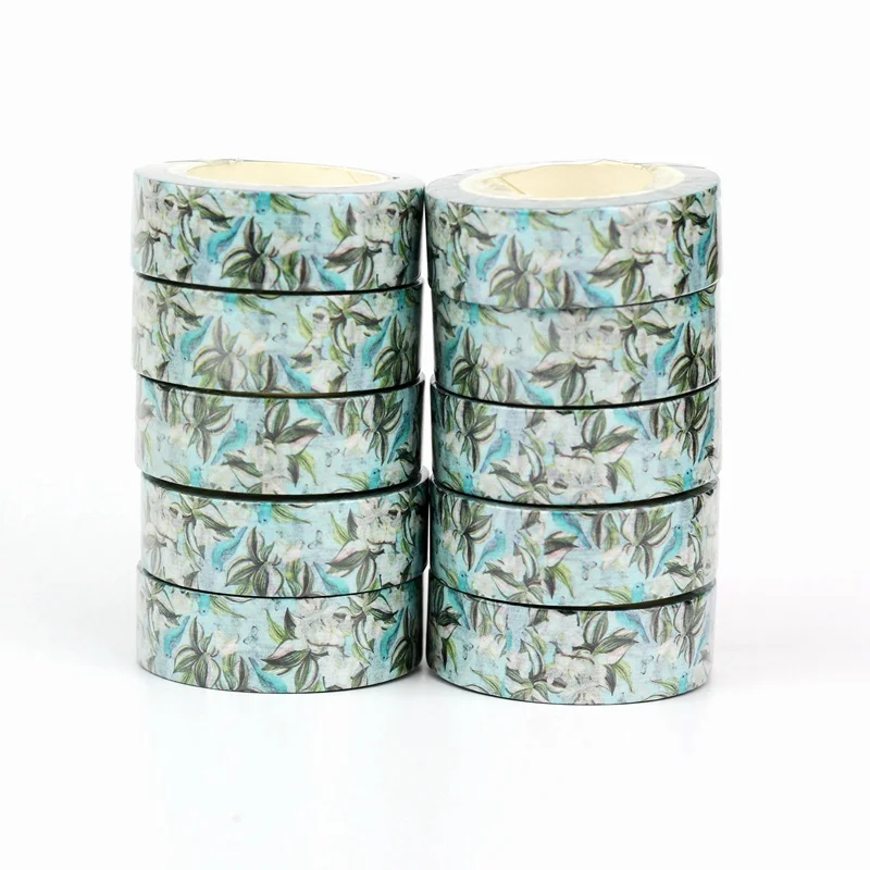 

NEW 10pcs/Lot Decorative Orchid Flowers and Blue Birds Washi Tapes Scrapbooking Adhesive Masking Tape Cute Stationery