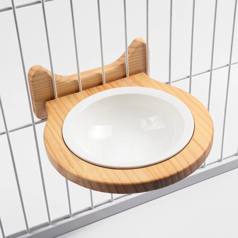 

Cage Wall Bowl Pet Cat Bowl Pet Supplies Ceramic Bowl Wood Bowl Free Adjustment Dogs Feeder Cat Drinking Bowl