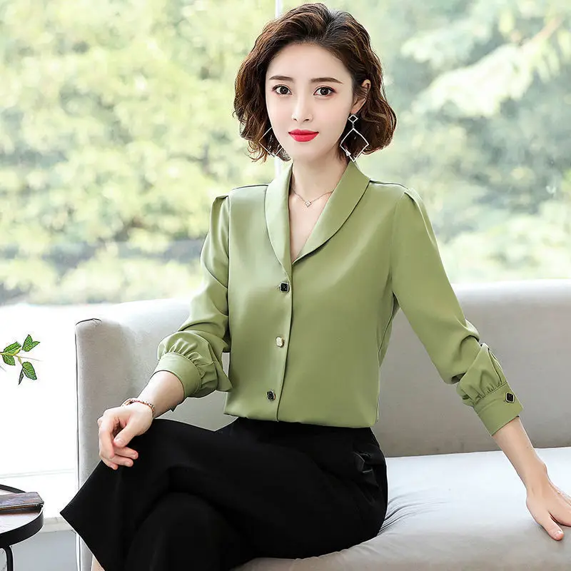 

XEJ Sheer Top Clothes for Women 2021 Fall Chiffon Blouse for Women Elegant Shirt Office Clothes Puff Sleeve Top Female Shirt