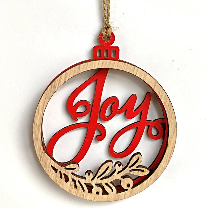 3 Pcs/Set Wooden Christmas 3D Small Pendants Letters Ornaments Xmas Tree DIY Crafts Party Home Bulb Decorations Children Gift | Дом и сад