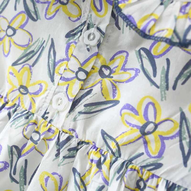 Платье для девочек летнее пляжное платье платья с оборками и рукавами-крылышками