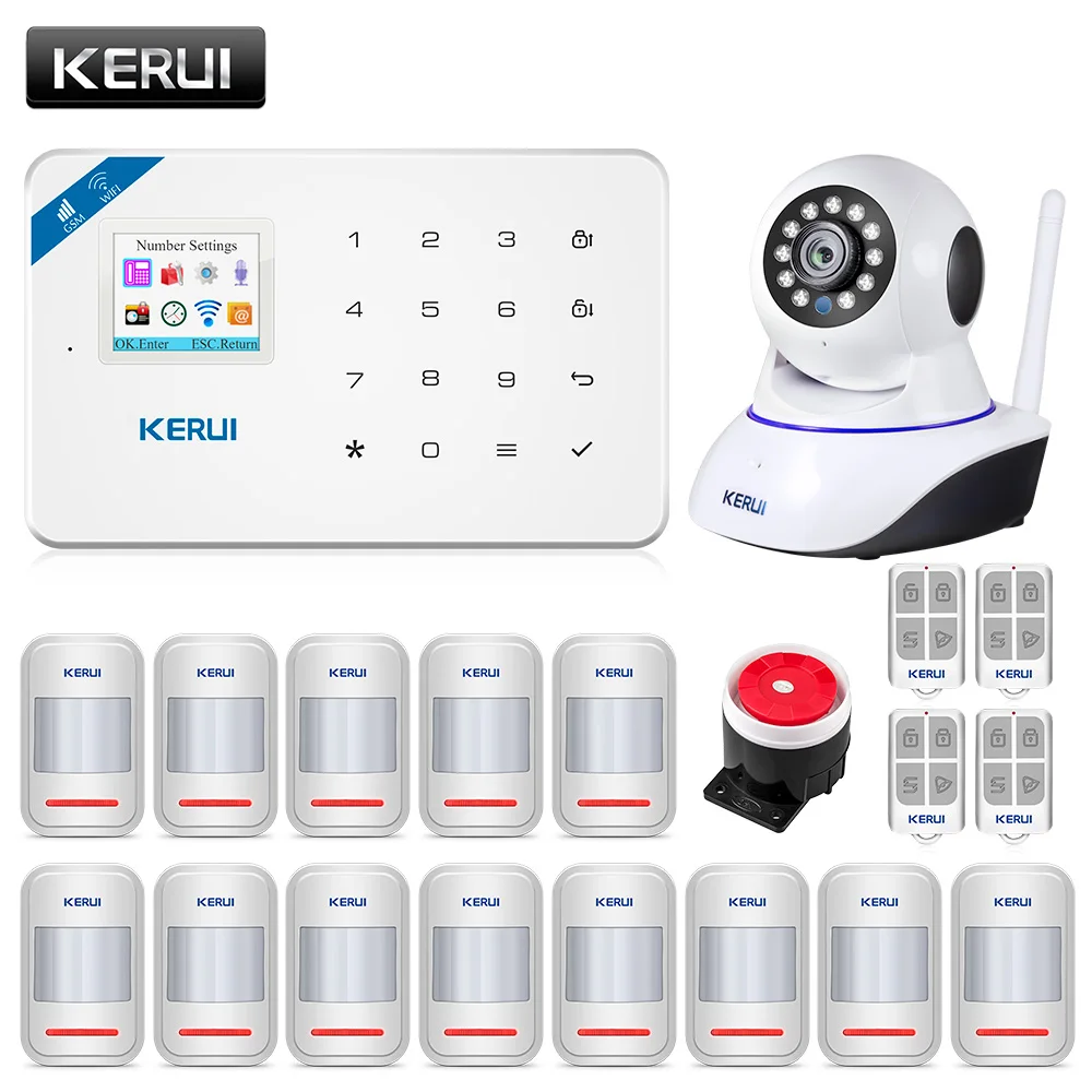 

KERUI W18 Wireless WiFi GSM Alarm System Home Security Burglar Alarm Android IOS APP Remote Control With PIR Sensor Kit