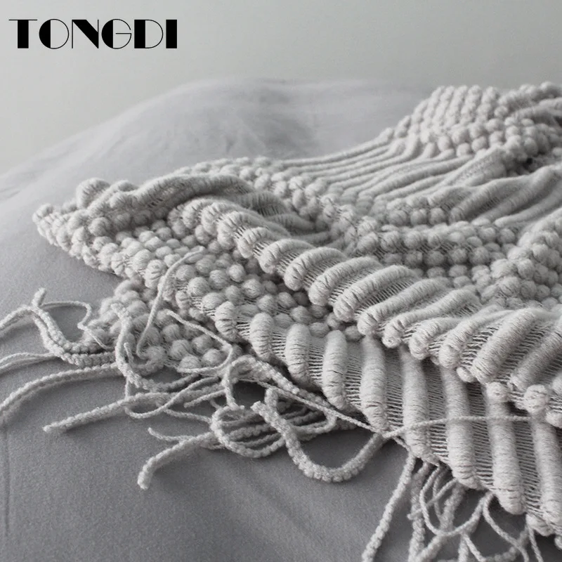 TONGDI мягкое теплое популярное модное кружевное вязаное шерстяное одеяло с