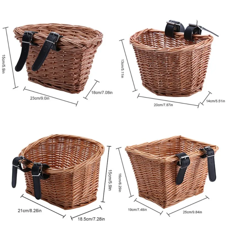 

Durable Wicker D-Shaped Bicycle Basket Shopping Basket Mountain Bike Vegetable Basket Environmental Front Basket Fashion Brown *
