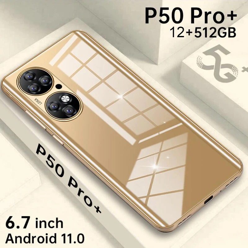 

Global Version P50 Pro+ 12+512GB 6.7 Inch 32+64MP Dual SIM+Micro SD 5G Smartphone MTK6893 Fingerprint Unlock 5600mAh Celular