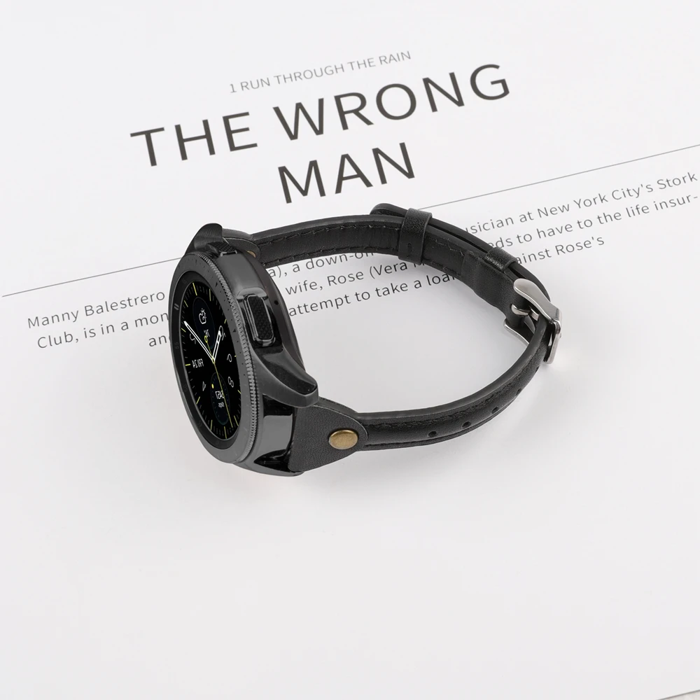 Тонкий ремешок для часов из натуральной кожи для samsung Galaxy Watch 42 мм 46 мм женский ремешок Серебристый Стальной ремешок с пряжкой для активных 2 40 мм 44 мм