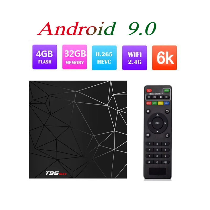 

ТВ-приставка Allwinner H6 T95 MAX +, Android 9,0, 4 + 64 ГБ, 6K