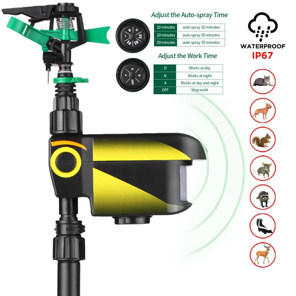 Репеллент для животных на солнечных батареях Отпугиватель воды движения сада