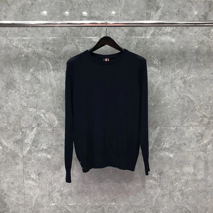 

2021 Fashion Brand Sweaters Men Slim Fit O-Neck Pullovers Clothing Back Striped Wool Cotton Autumn Winter Casual Coat