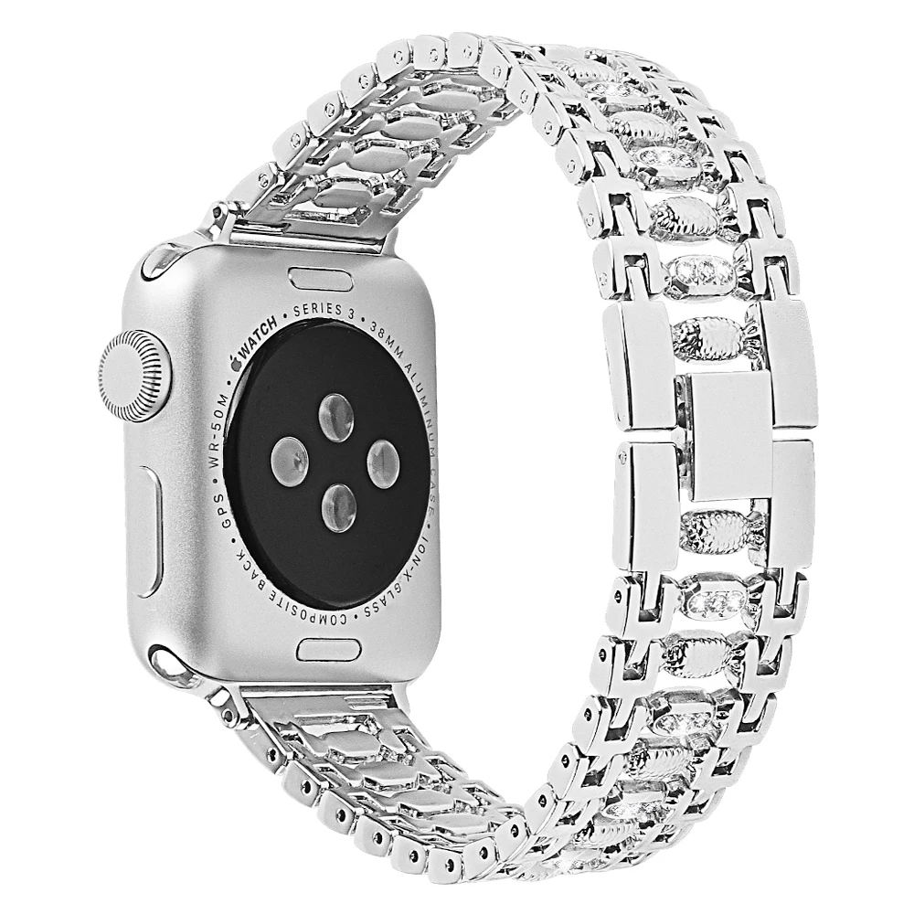 Женский браслет с бриллиантовым ремешком для Apple Watch 38 мм 42 мм 40 мм 44 мм серия 5 4 браслет из нержавеющей стали для iWatch Series 3 2 1