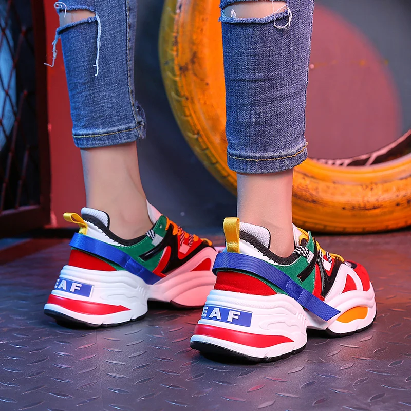 TKN Women Flat Platform Sneakers Shoes Mesh Breathable Sport Ladies Colorful Casual Autumn footwear women 1853 | Обувь