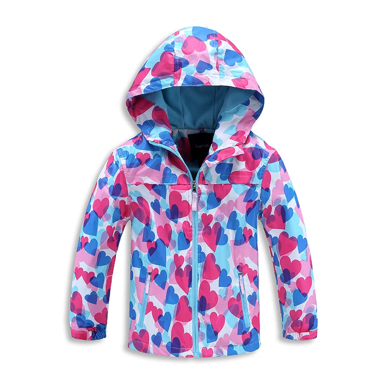 

waterproof windproof Girls Rain Jackets Windbreaker Raincoats Hooded Fleece Coat