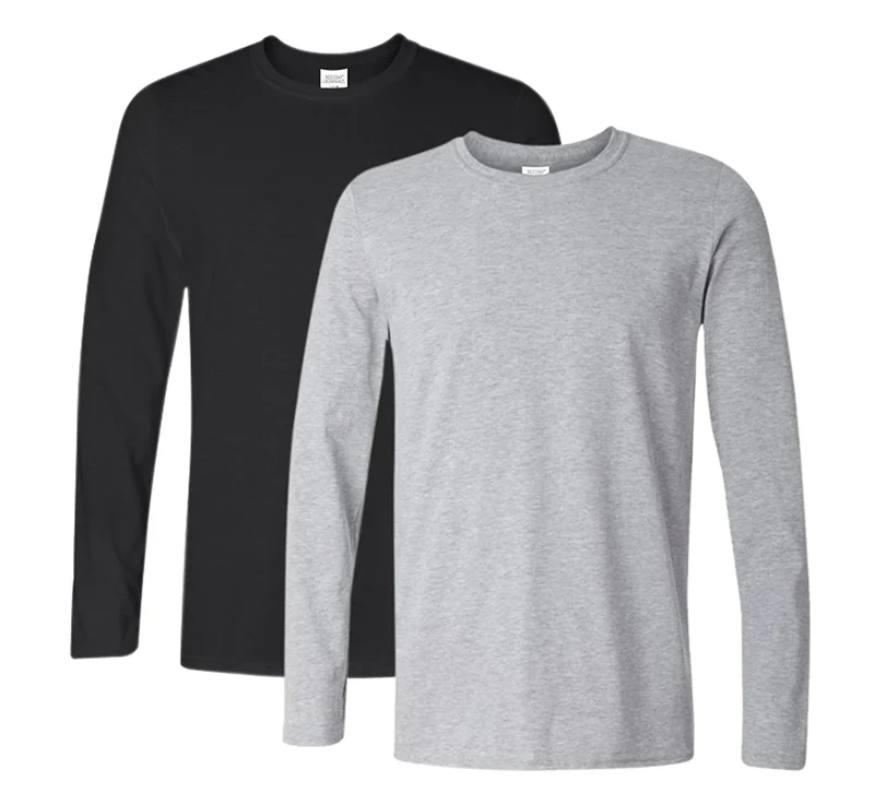 

2Pcs/lot 2020 Spring Autumn 100% Cotton Long Sleeve T Shirt Men High Quality Solid Color O-Neck Tops Tees Big Size T Shirt Homme