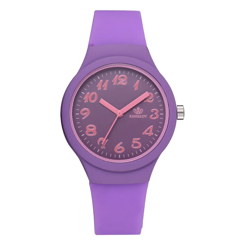 Purple Женские наручные часы, горячая распродажа, силиконовый ремешок, модные женские часы, женские часы из сплава, однотонные повседневные наручные часы без водонепроницаемости - Цвет: Purple
