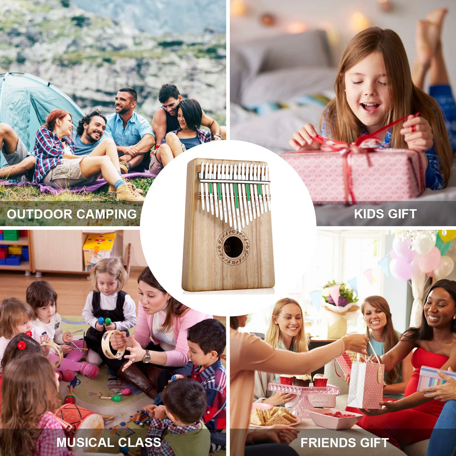 Gecko Kalimba игрушечное пианино 17 клавиш твердое камфоры дерева тела музыкальный