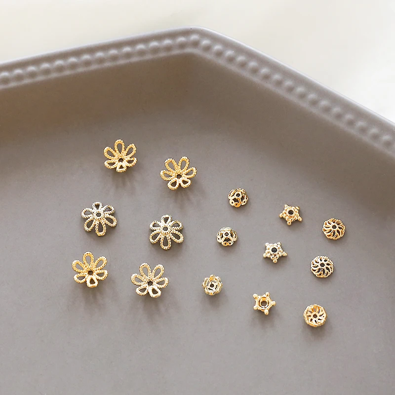 

10pcs Flower Charm Beads Caps Torus For Jewelry Making DIY Craft Necklaces Bracelet Copper plating Flower Hat Torus Accessories