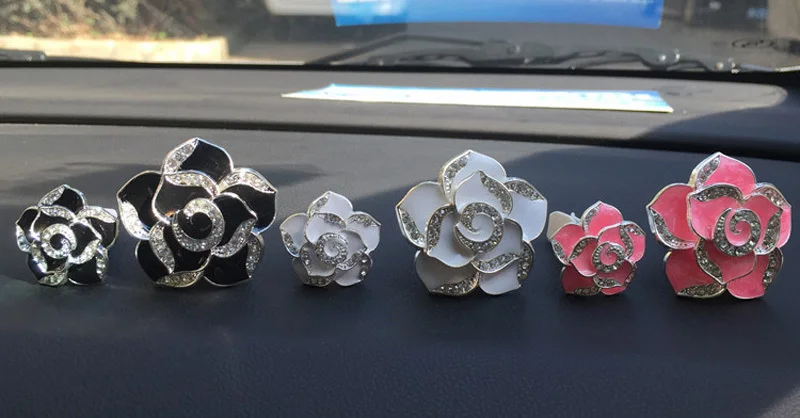 1 пара Rhinestone Camellia цветок освежитель автомобиля новая воздушная Зажимная скоба кондиционер Parfum Voiture автомобиль Inndoor освежитель воздуха Авто Geur