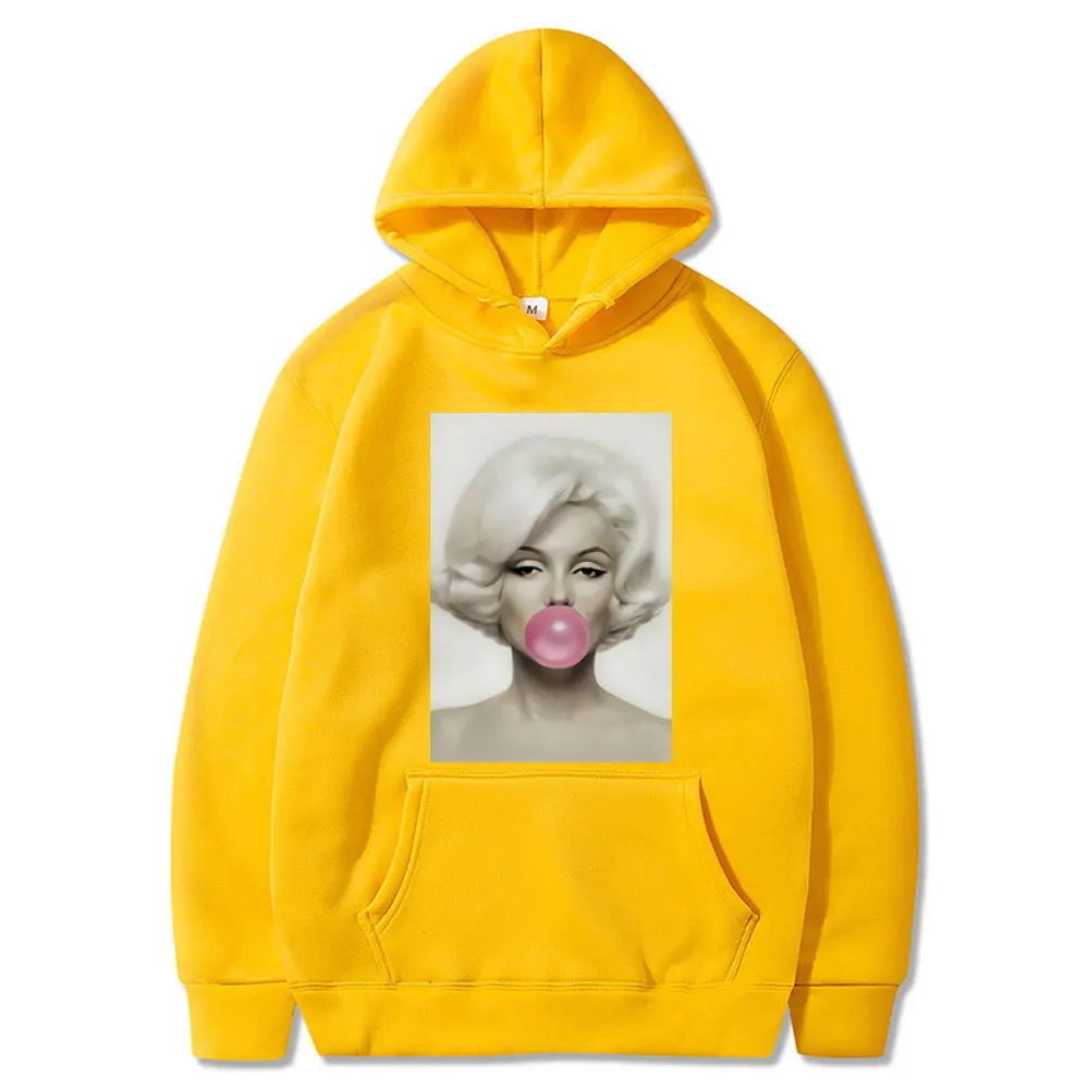 

Unisex Marilyn Monroe Bubble Gum Oversized Sweatshirt Hoody Korean Style Women Hoodies Fashion Harajuku Hoodies for Women/men