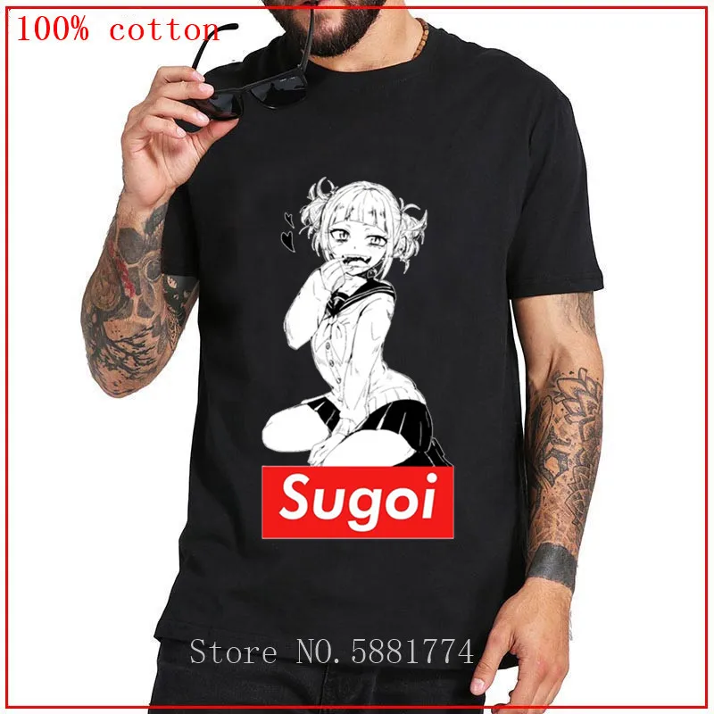 Качественная хлопковая уличная одежда Harajuku My T shirts Ahegao Toga Sugoi Waifu Boku No Hero Creative Design