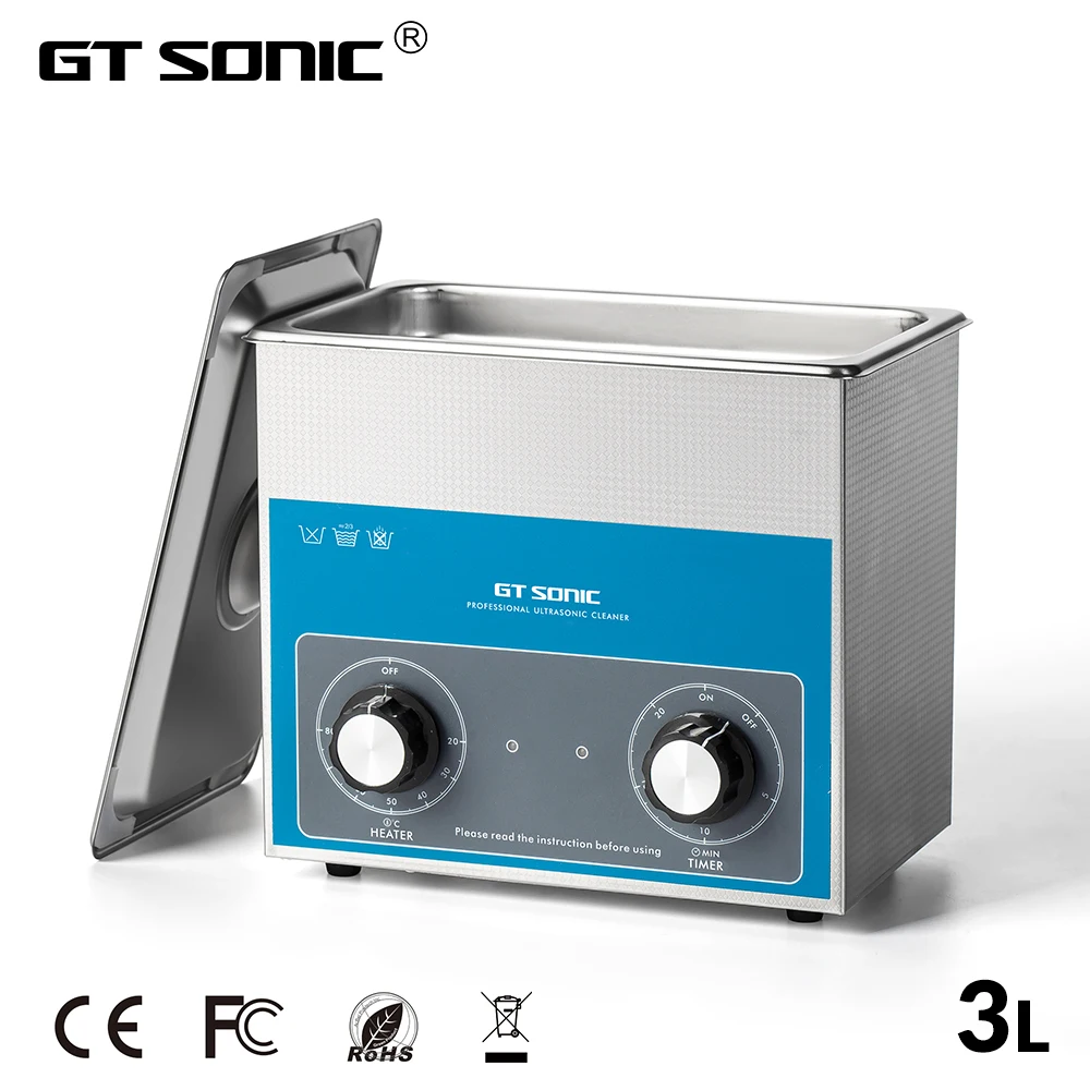 

GT SONIC VGT-1730QT Knob Ultrasonic Industrial Bathroom Cleaner 3L Stainless Steel Tank Glassware Laboratory Sonic Cleaner