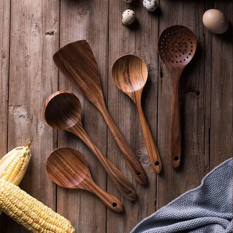 Деревянная ложка набор кухонной утвари кухонный инструмент натуральное тиковое