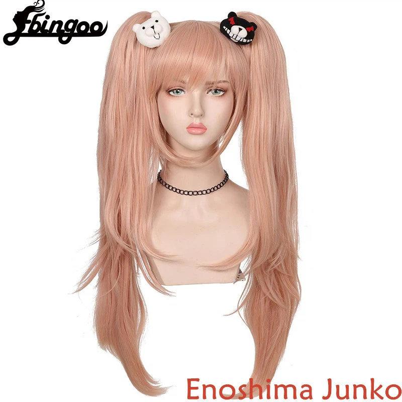 Парик для косплея Ebingoo Danganronpa: джунко эношима термостойкий Длинный розовый парик