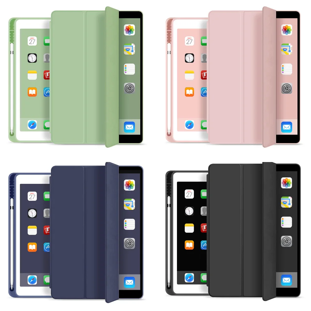 Чехол для нового iPad 9 7 дюйма 2018 2017 чехол с карандашом тонкий тройной складной из