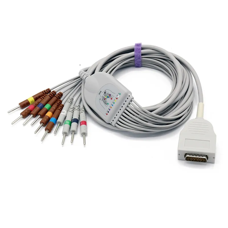 

EKG кабель один кусок 10 проводов DB15 разъем Din 3,0 стандарт AHA для машины burчлен EK 10 EKG