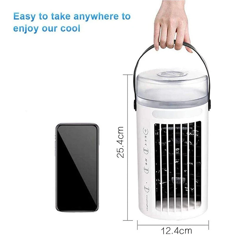 

Mini Portable Air Conditioner Fan 4 in 1 Air Conditioner Fan Evaporative Coolers Purifier 3 Speeds Desktop Cooling Fan