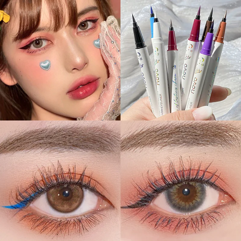 

Цветная жидкая подводка для глаз, макияж глаз, водостойкая Стойкая подводка для глаз, легко носить, макияж глаз, коричневые, фиолетовые, сини...